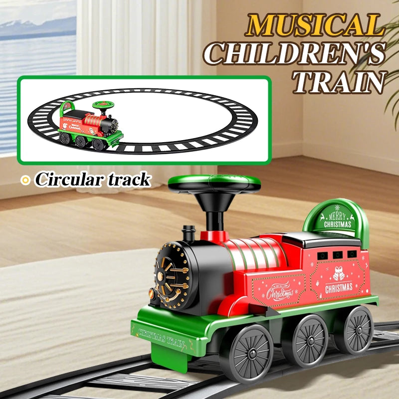 Christmas Ride-On Train with Track - Musical Light-Up Gift