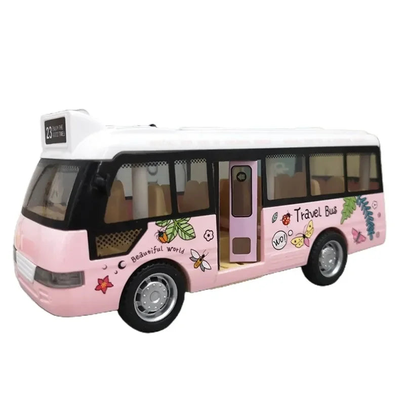 Interactive City Bus Toy with Lights & Sounds - Pull-Back Vehicle for Toddlers