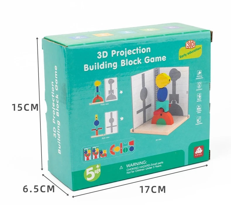 3D Shadow Puzzle Building Blocks - Wooden Projection Game
