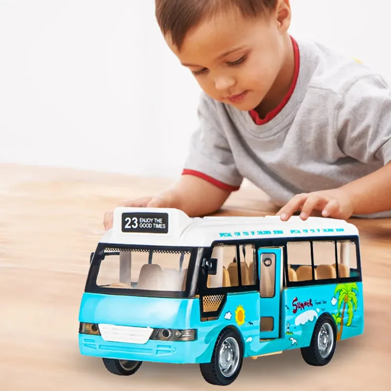 Interactive City Bus Toy with Lights & Sounds - Pull-Back Vehicle for Toddlers