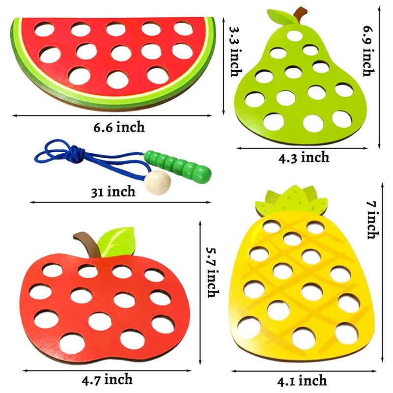 Wooden Fruit Lacing Toy