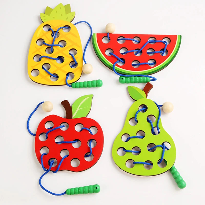 Wooden Fruit Lacing Toy